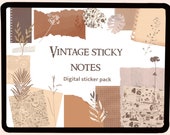 Vintage Paper Digital Planner Stickers | Floral, Newspaper (PNG)