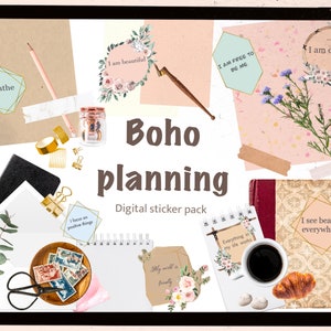 Boho digitale Aufkleber| Goodnotes digitale Aufkleber|boho|digitales Scrapbooking| Positive Affirmationen| Freundlichkeit| vorgeschnitten| PNG