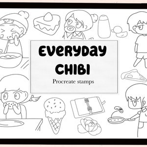 Chibi procreate brush stamp| Everyday procreate stamps| Kawaii procreate brush stamp| Cute procreate stamps