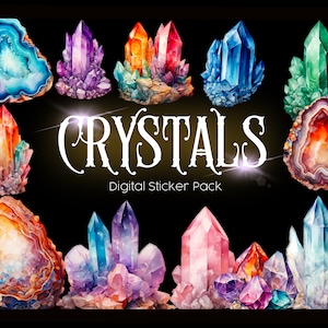 Crystals digital stickers| Goodnotes stickers| crystals| rose quartz| amethyst| PNG