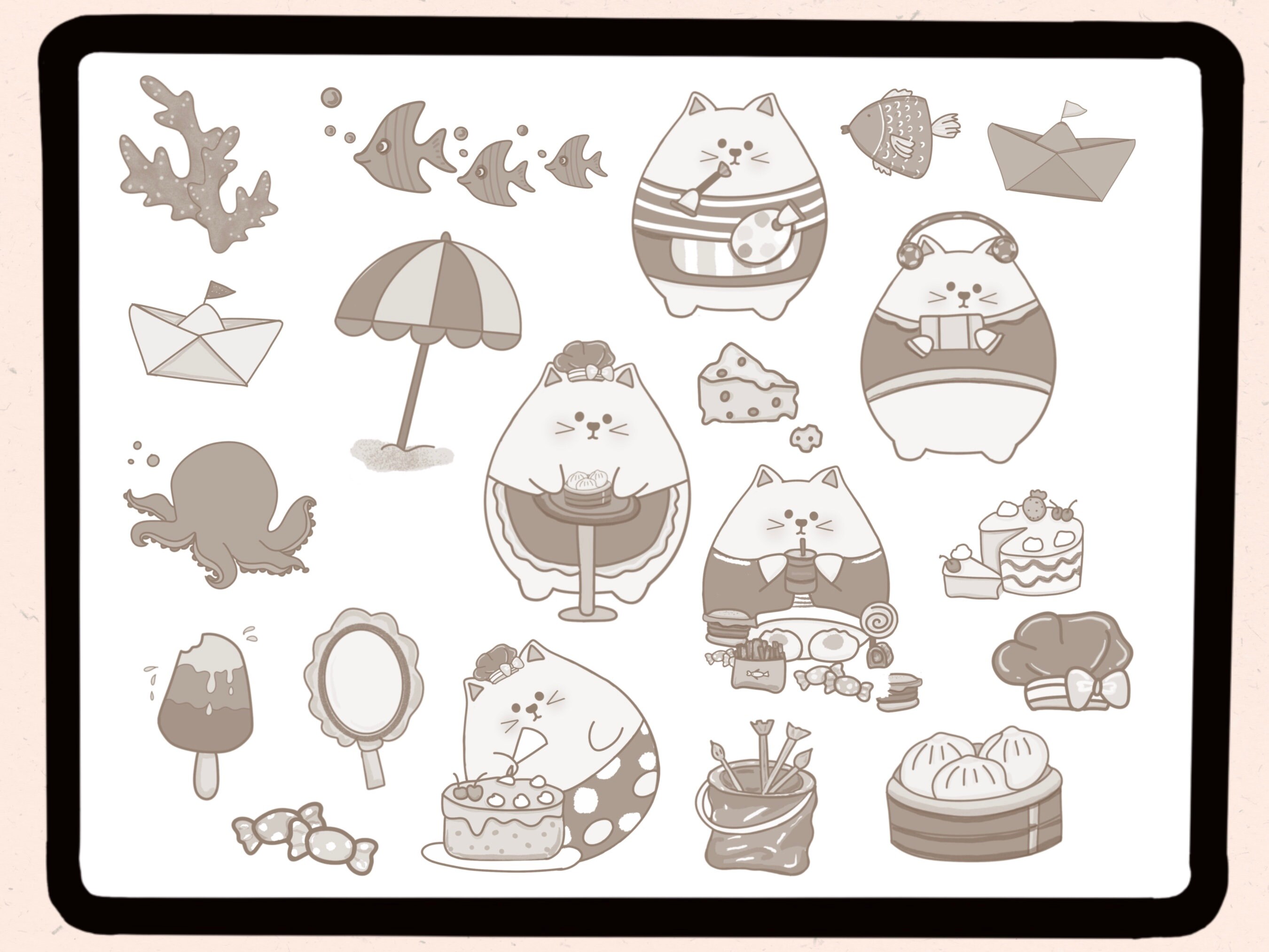 Cat Procreate Stamps Kawaii Procreate Stamps Stamp Brushes - Etsy