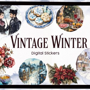 Vintage winter digital stickers| goodnotes winter stickers| vintage| romantic| cottagecore| winter| PNG