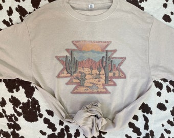 Aztec Western Desert Scene Graphic Tee