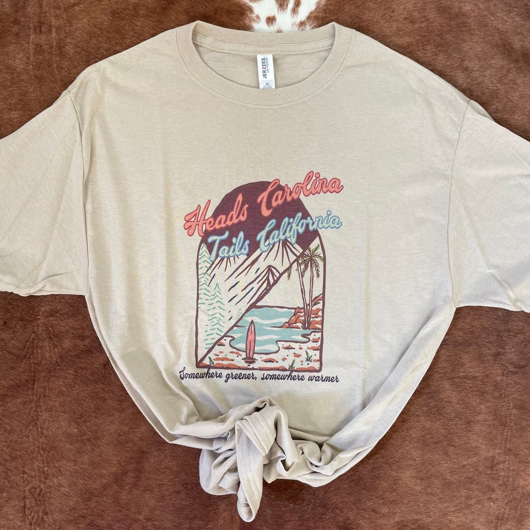 Heads Carolina Tails California Graphic Tee Etsy