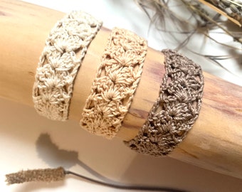 Crochet lace bracelet • ecru, champagne or rock • bracelet for women, friend gift, evjf gift