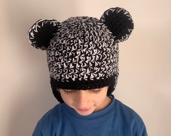 Crochet teddy bear hat for children 0>8 years old, handmade in Brittany, created by Othalaz