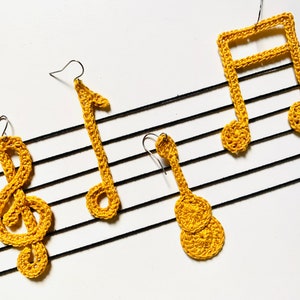 Asymmetrical single earrings - hook - compose your "mismatched" pair - treble clef, musical note or guitar