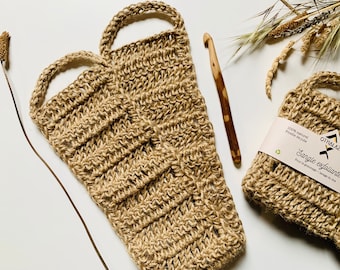 Sangle de gommage exfoliant dos en jute au crochet, lanière lave-dos naturelle et organique