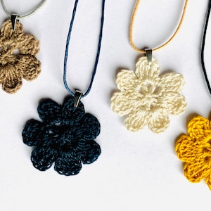 FLOWER crochet pendant • 21 colors to choose from • with waxed cotton cord
