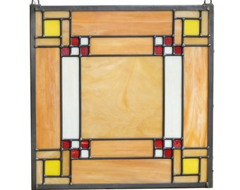 Handcrafted glass window panel 16" x 16"