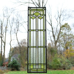 Handcrafted stained glass window panel 10" x 36"