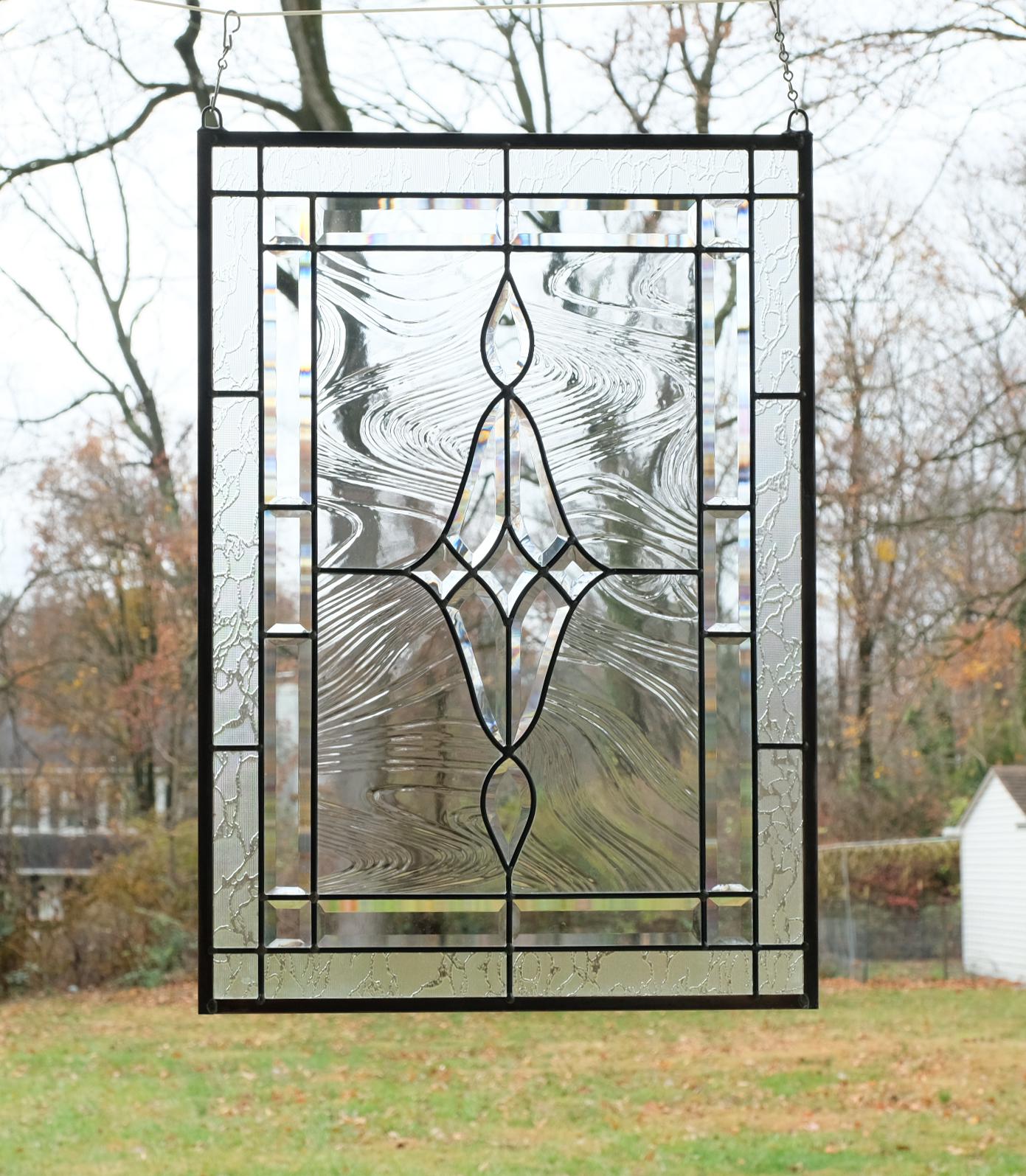 Handcrafted Clear Beveled Glass Panel Window Panel Stained Glass Panel ...