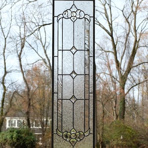 Handcrafted Clear Beveled glass Stained Glass Panel window panel 10" x 36"
