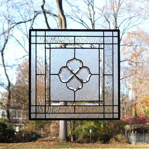 Handcrafted Clear Beveled glass window panel Stained Glass Panel 20" x 20"