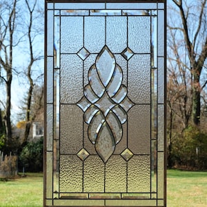 20" x 34" All Clear Beveled Glass Stained Glass Panel Hanging Window Panel