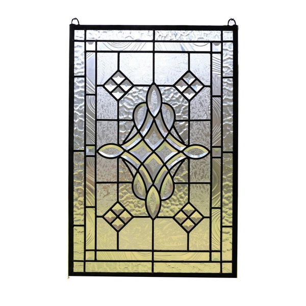 Handcrafted Clear Beveled Glass Window panel 16" x 24"