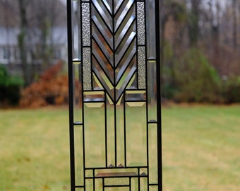 Handcrafted Clear Beveled glass window panel 10" x 36"