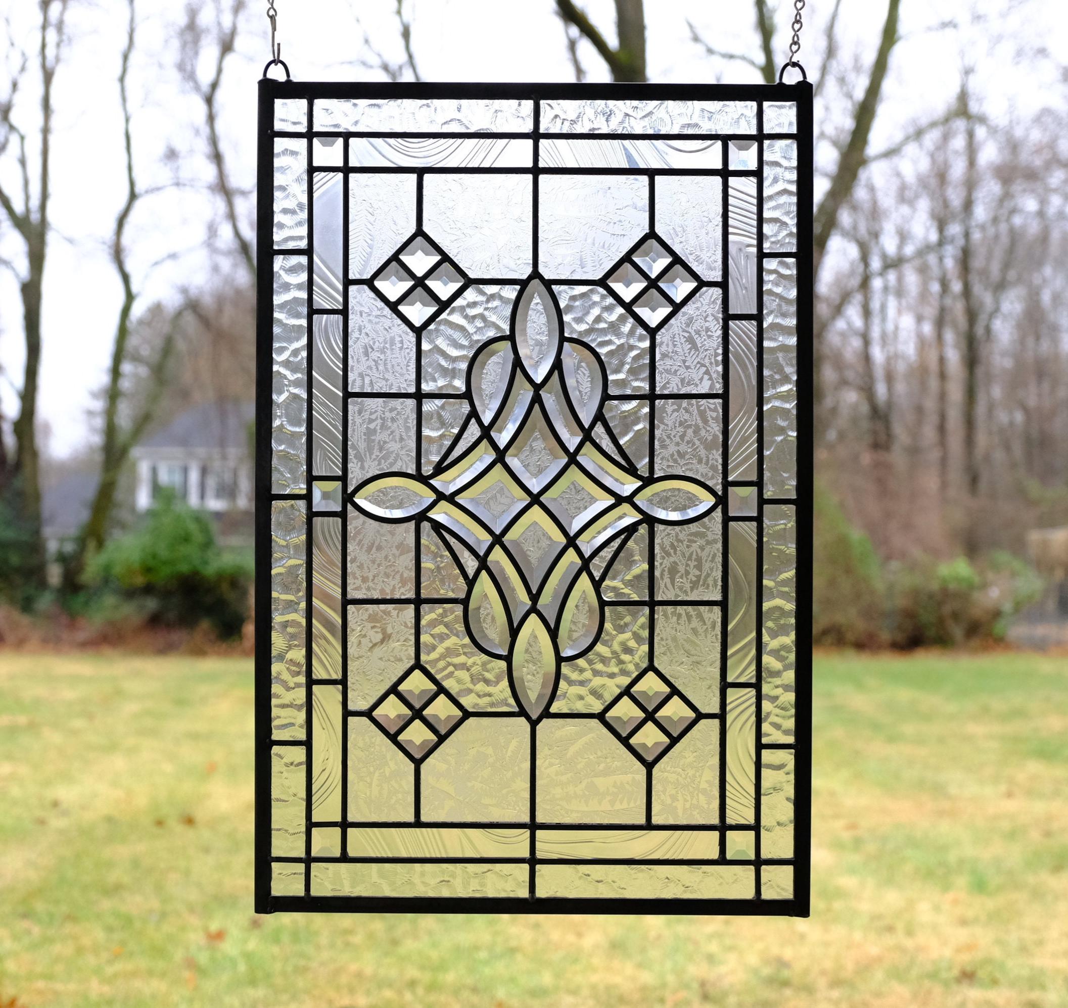 thumbnail image 2 of TMI Handcrafted Clear Beveled Stained Glass Window Panel – 16 X 24 Inches, Studio Crafted 2 of 3