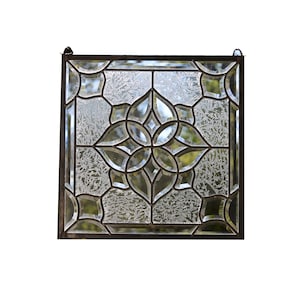 Handcrafted Clear Beveled glass window panel 16&quot; x 16&quot;