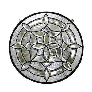 Handcrafted Clear Beveled glass Round window panel 21&quot; Dia