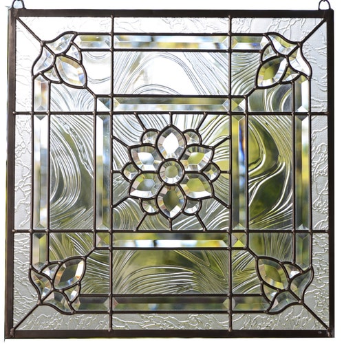 All Clear stained glass panel Beveled glass window panel 16 x 24 All Clear stained glass panel Beveled glass window panel 16 x 24