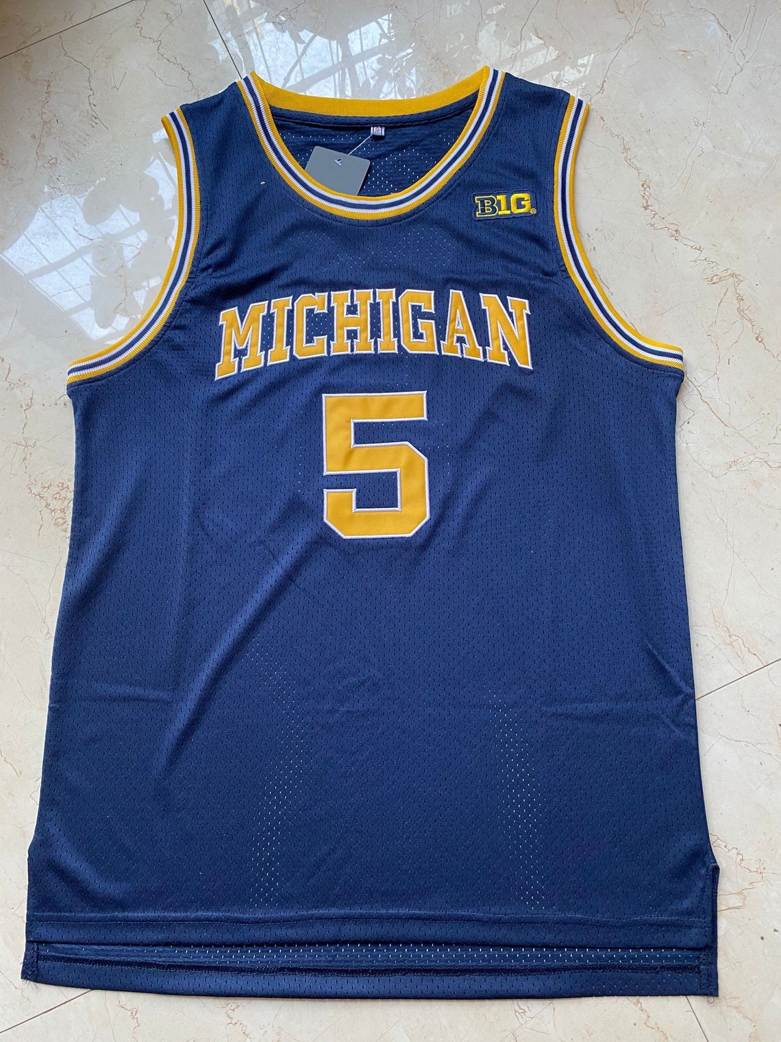 Michigan Throwback Jersey 5 Jalen Rose Basketball Jersey Navy Etsy