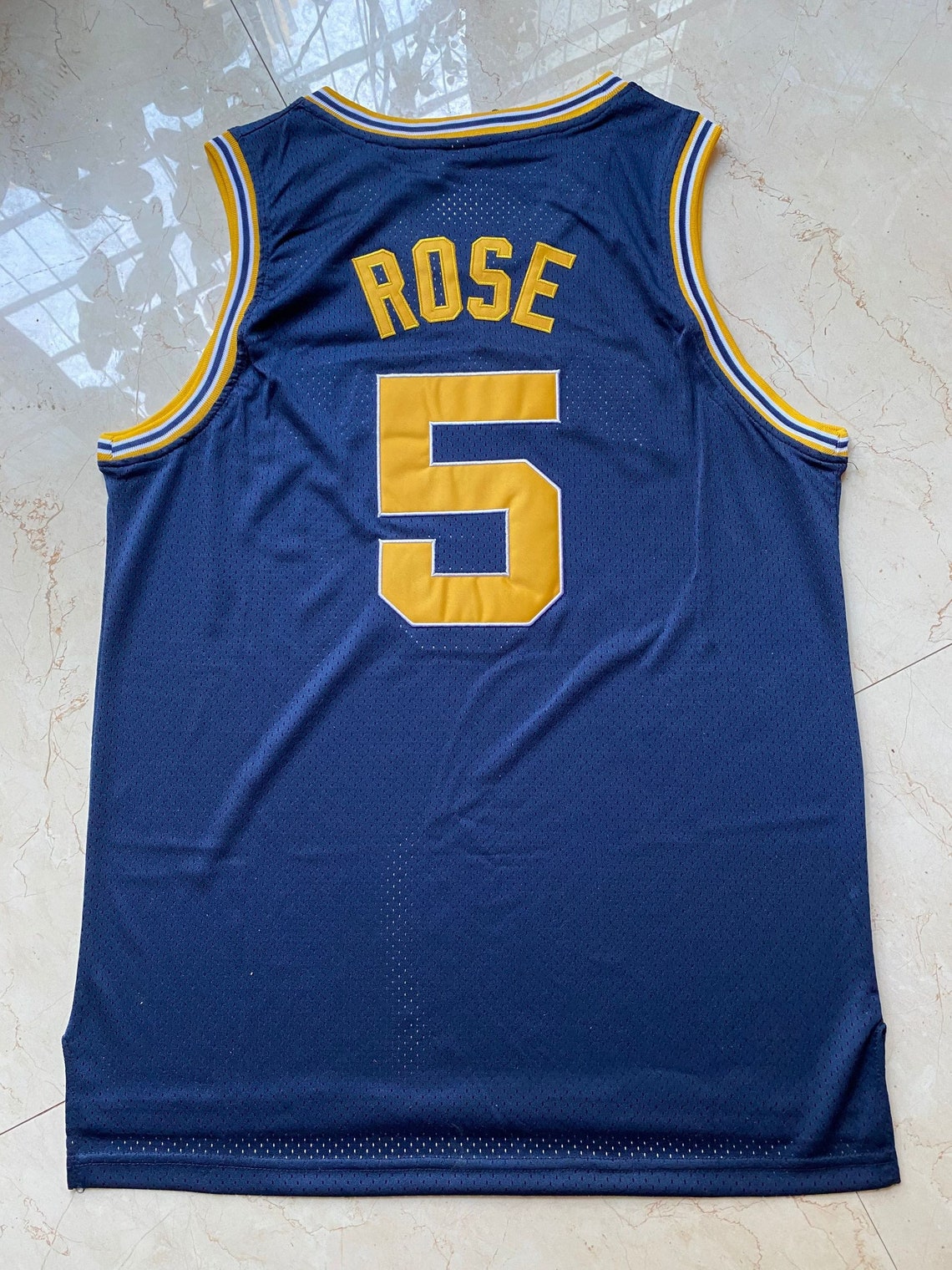 Michigan Throwback Jersey 5 Jalen Rose Basketball Jersey Navy Etsy