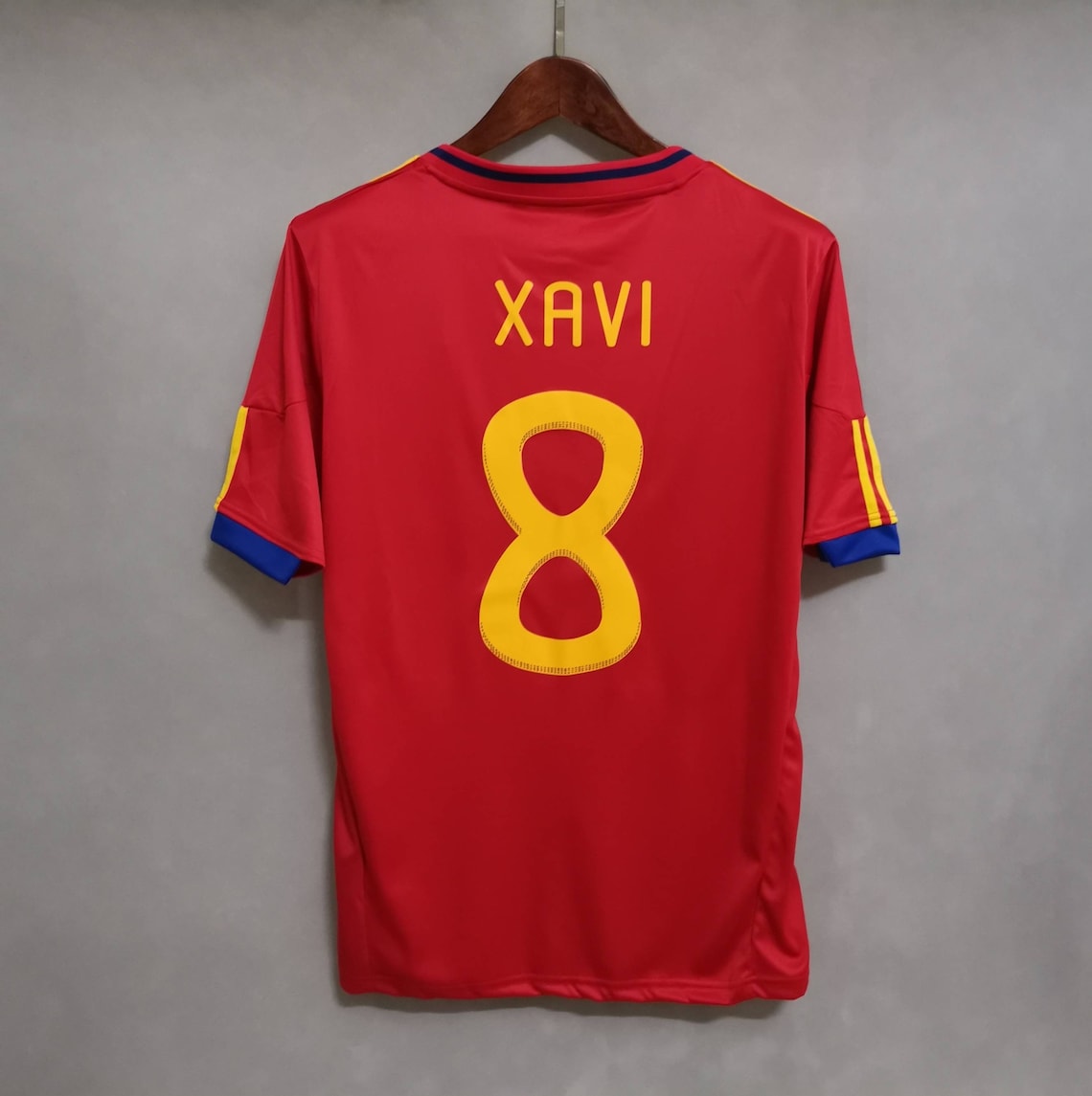 Men's 8 Xavi Jersey 2010 Spain home retro soccer jersey Etsy