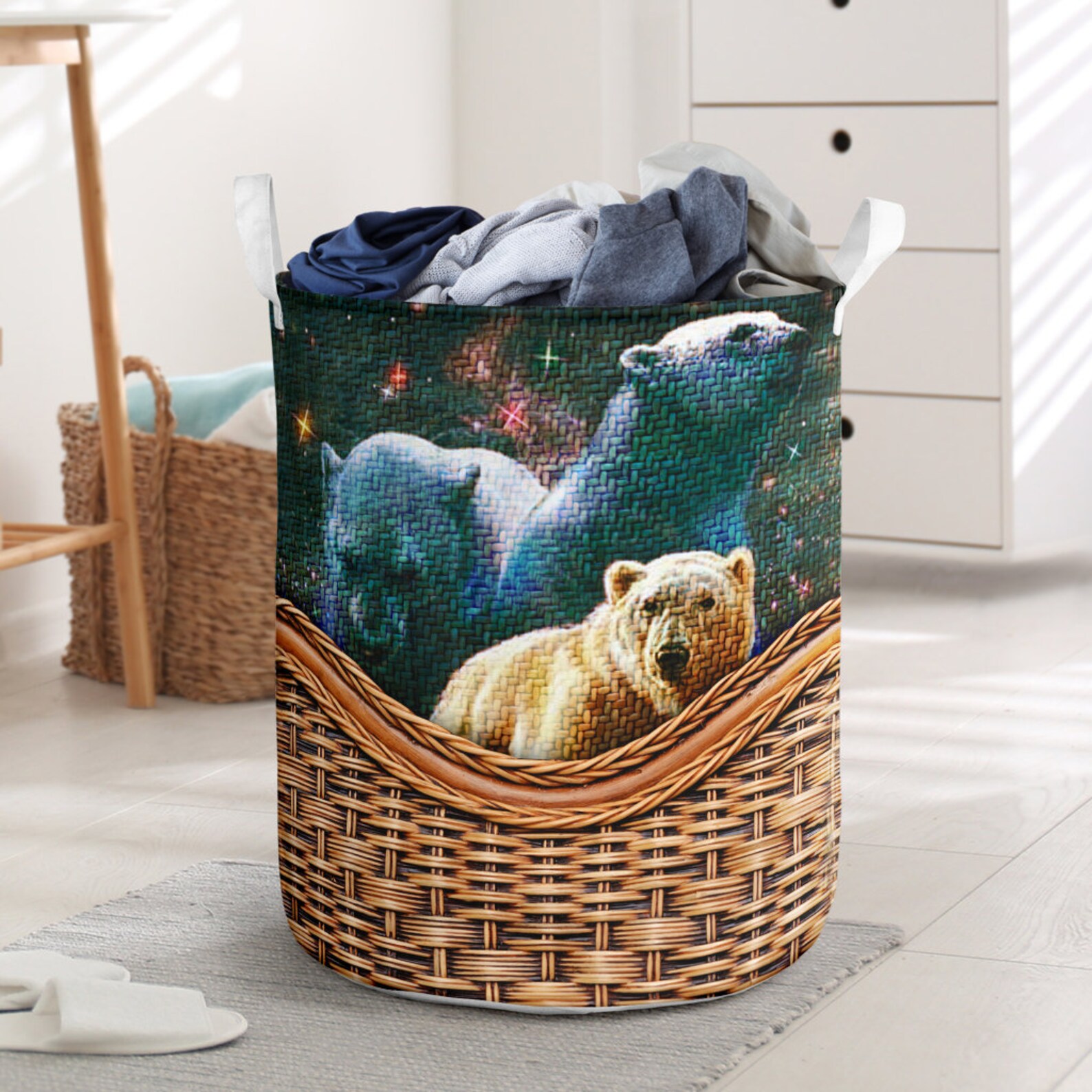 Bears Rattan Teaxture Laundry Basket Toy Storage Craft Etsy