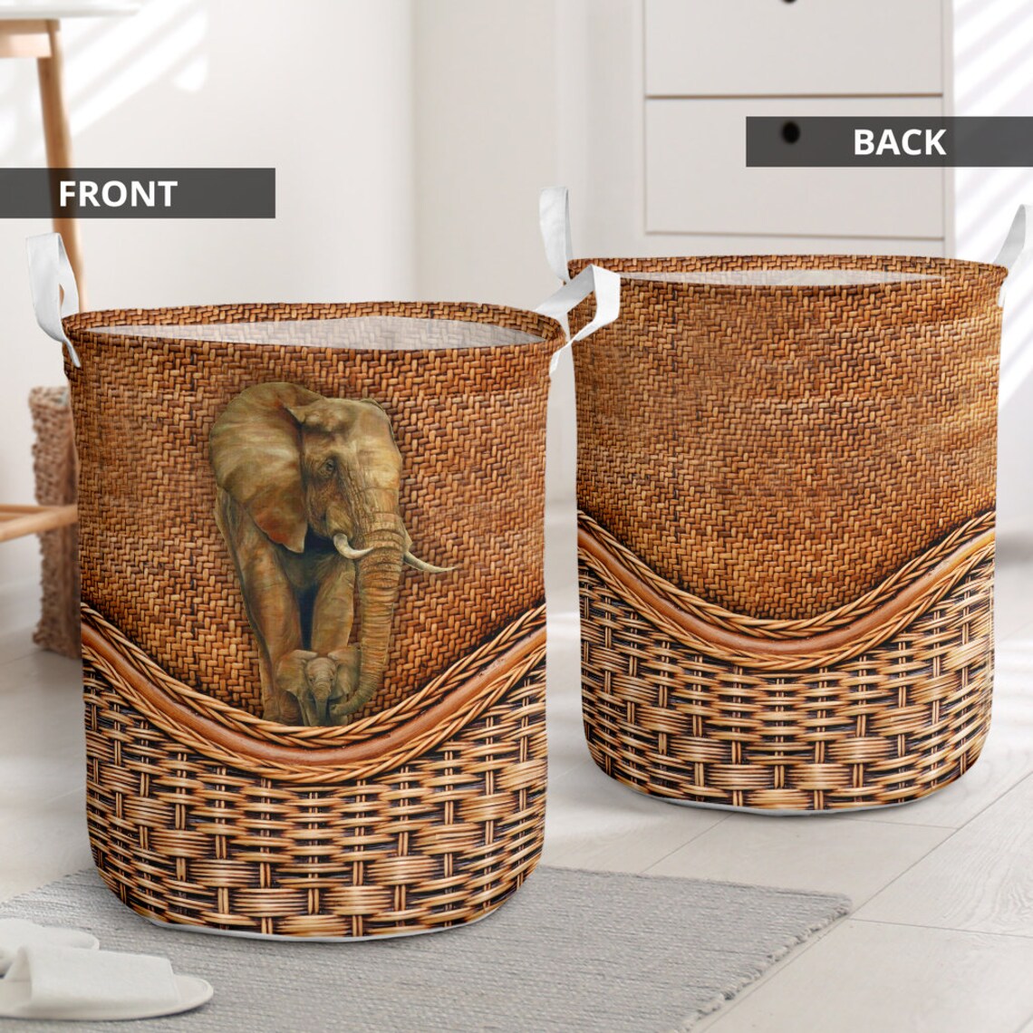 Elephant Rattan Teaxture Laundry Basket 3 Craft storage gift Etsy