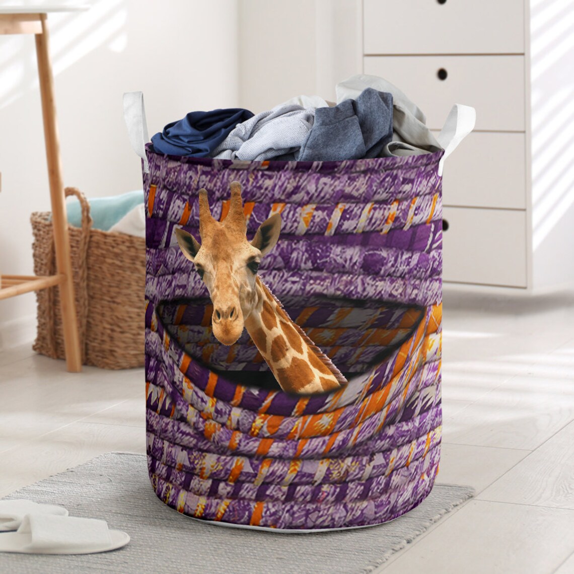 Giraffe Huddled Into Basket Toy Storage Basket Storage | Etsy