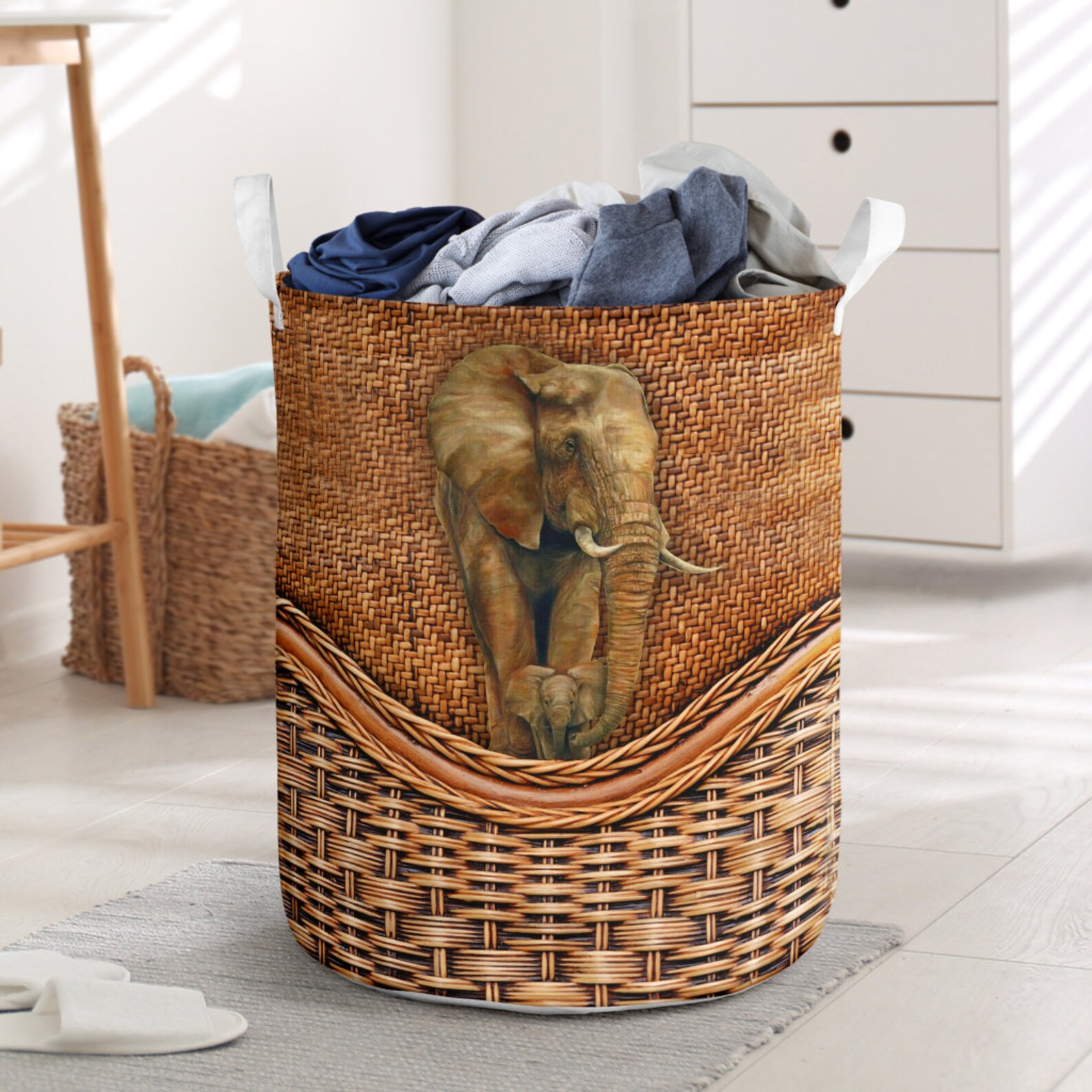 Elephant Rattan Teaxture Laundry Basket 3 Craft storage gift Etsy