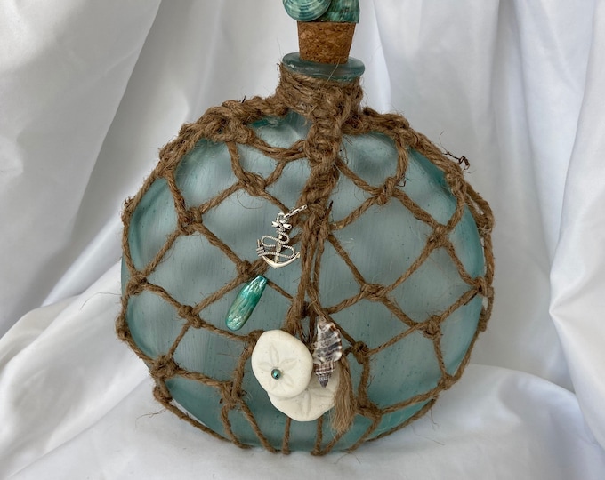 Ocean/Sea Bottles hand decorated with nautical themed charms and natural shells