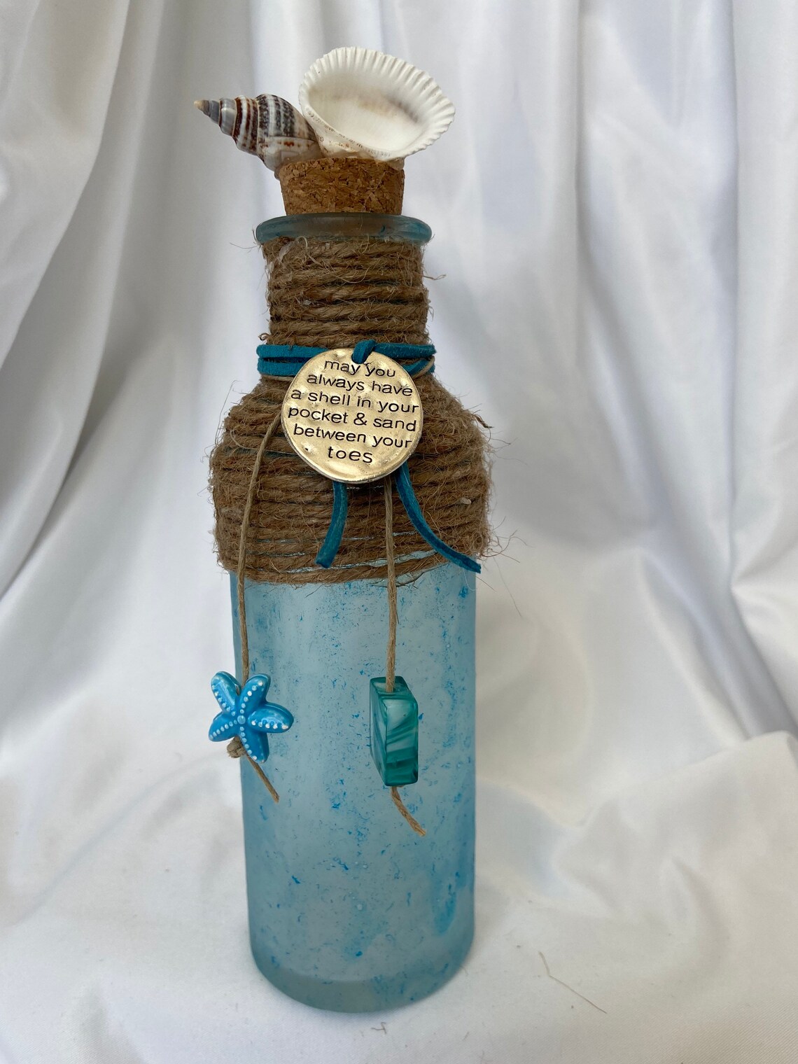 Ocean/sea Bottles Hand Decorated With Nautical Themed Charms Etsy