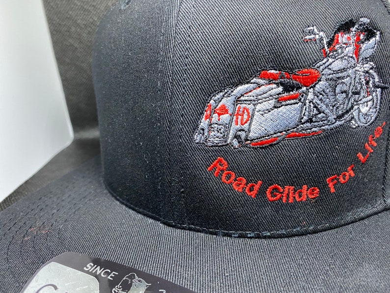 ROAD GLIDE, 6 Panel HAT, Low Profile Cap, Trendy Trucker Hat, Road Glide For Life Embroidered Fitted Snapback Maderia Thread Cap bild 1