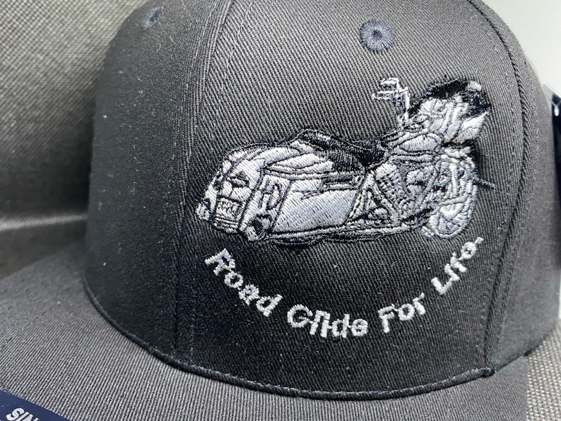 ROAD GLIDE, 6 Panel HAT, Low Profile Cap, Trendy Trucker Hat, Road Glide For Life Embroidered Fitted Snapback Maderia Thread Cap bild 6