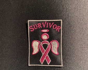 PARCHE DE CÁNCER, Parches de mezclilla, SUPERVIVIENTE del cáncer, Declaración, Parches de moda, Parche de concientización sobre el cáncer de mama bordado con cinta rosa