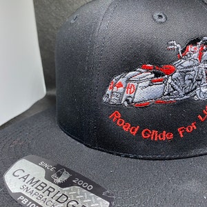 ROAD GLIDE, 6 Panel HAT, Low Profile Cap, Trendy Trucker Hat, Road Glide For Life Embroidered Fitted Snapback Maderia Thread Cap bild 3