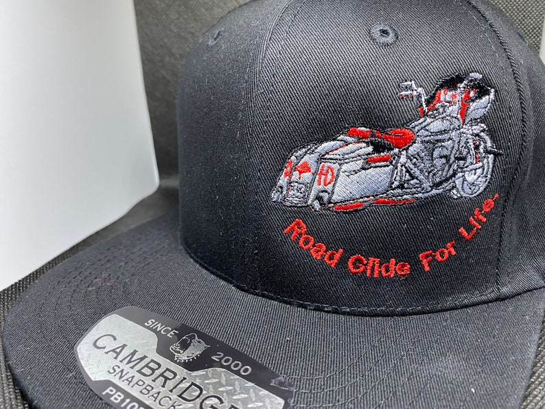 ROAD GLIDE, 6 Panel HAT, Low Profile Cap, Trendy Trucker Hat, Road Glide For Life Embroidered Fitted Snapback Maderia Thread Cap bild 3