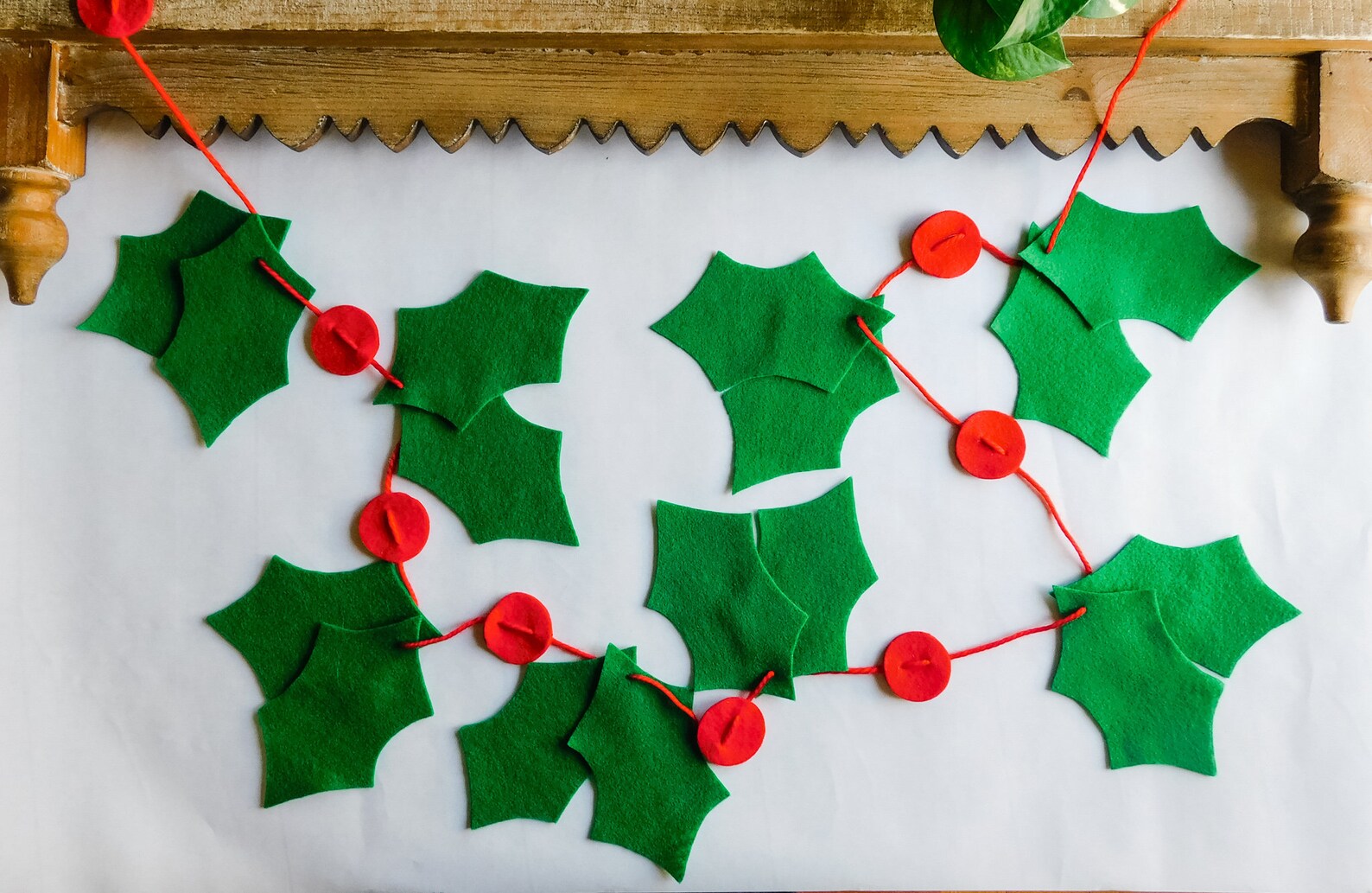 Holly Garland Christmas Garland Mantel Decor Holiday | Etsy