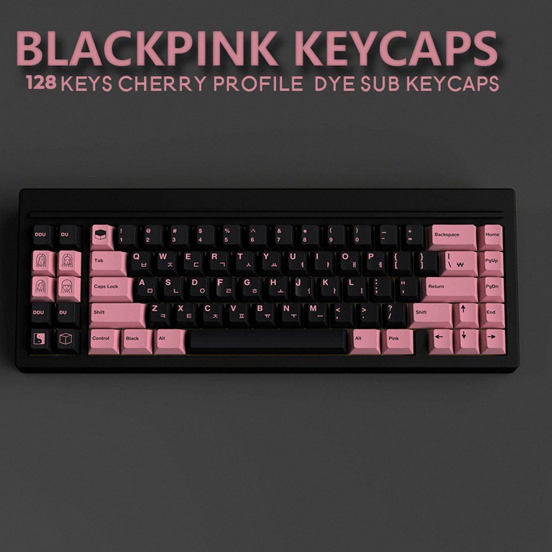 128 Keys PBT Black Pink Keycap Cherry Profile Dyesub Pink Etsy Australia