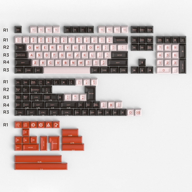 SA Flamingo 172 Keys Double Shot Keycap Sets for Ansi ISO Layout Cherry Profile Keycap For Mechanical Keyboard