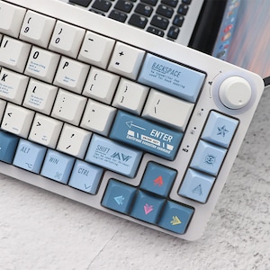 136 Keys PBT Keycap Set Code Theme Blue White Keycaps Cherry Profile ...