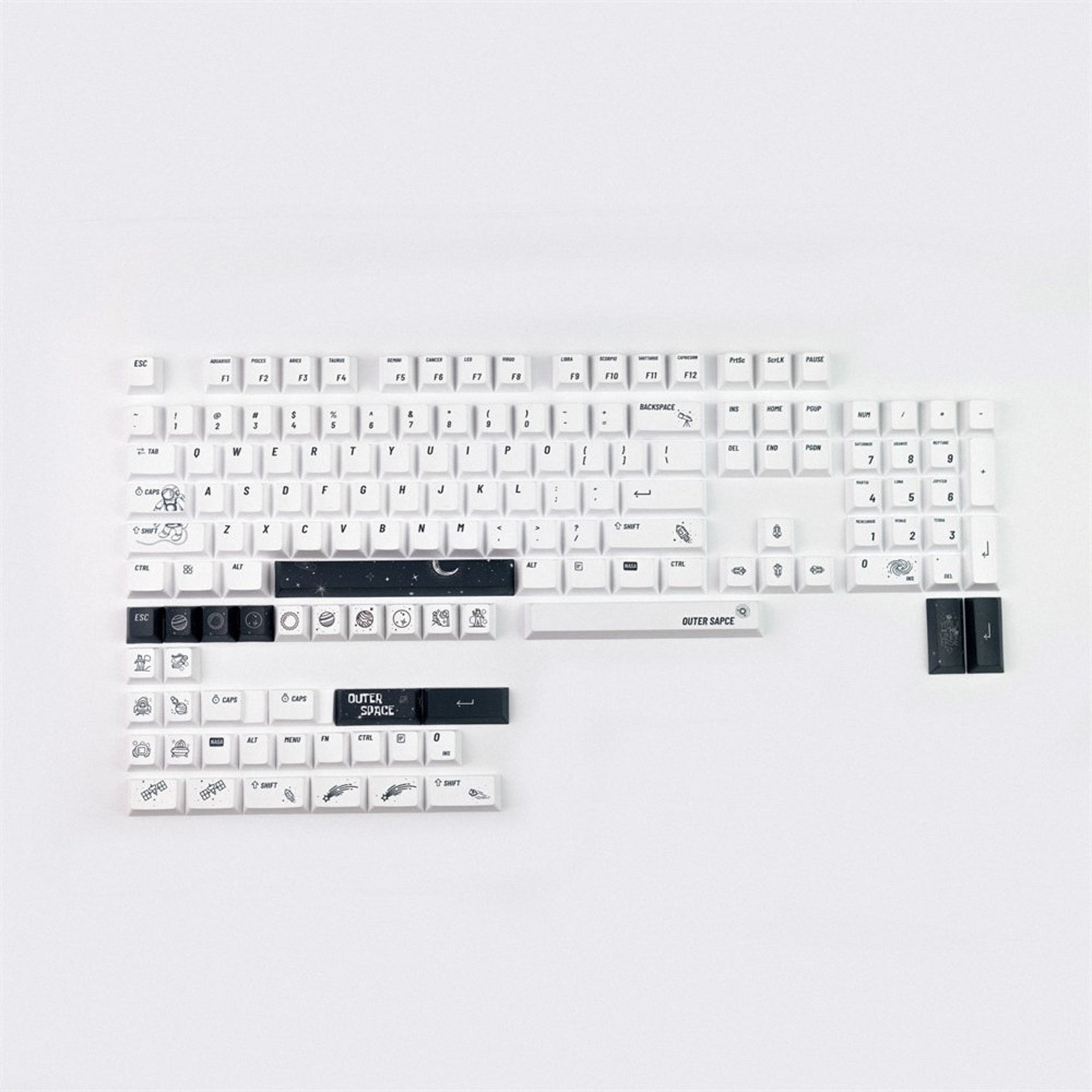 Minimalist Space Keycap Set 127 Keys PBT Keycaps Etsy