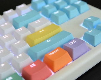 87/108 Keys OEM Keycap Set Canvas Macaron Color PBT Keycaps For Mechanical Keyboard