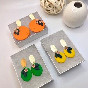 Fruit Dangles (Oval Stud) | Citrus Collection | Polymer Clay Earrings | Dangle Earrings | Accessories | Statement Earrings