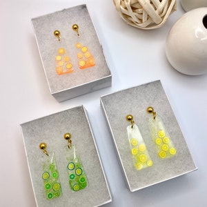 Pendentifs d&#39;agrumes scintillants 2 | Collection Agrumes | Boucles d&#39;oreilles en pâte polymère | Boucles d&#39;oreilles pendantes | Accessoires | Déclaration Boucles D&#39;oreilles