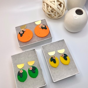 Fruit Dangles (Arch Stud) | Citrus Collection | Polymer Clay Earrings | Dangle Earrings | Accessories | Statement Earrings