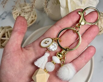 Pearl White Keychain | Keychain Collection | Personalized Keychain | Charm Accessories | Stylish Statement Keychain | Bag Charm