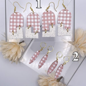 Pendentifs vichy | Collection d&#39;Halloween | Boucles d&#39;oreilles en pâte polymère | Boucles d&#39;oreilles pendantes | Accessoires | Déclaration Boucles D&#39;oreilles